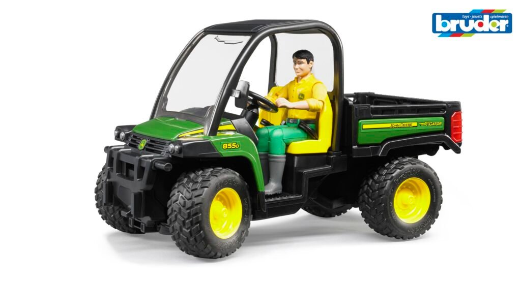 John Deere Gator XUV 855D mit Fahrer roadmax traktor mit frontlader und kippanhänger