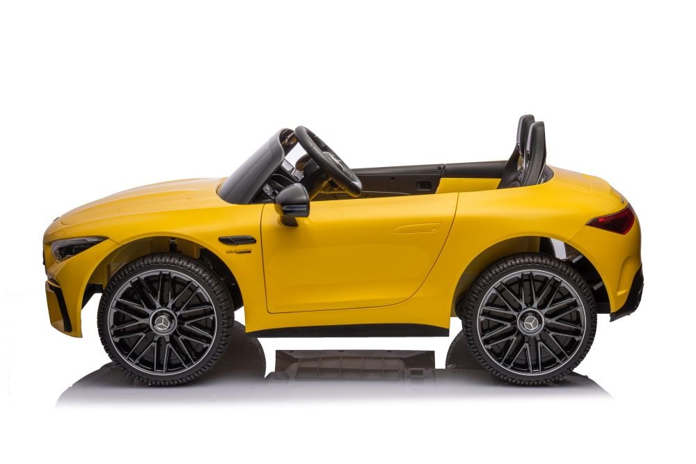 kinderfahrzeug elektro mercedes dk sl63 gelb lackiert