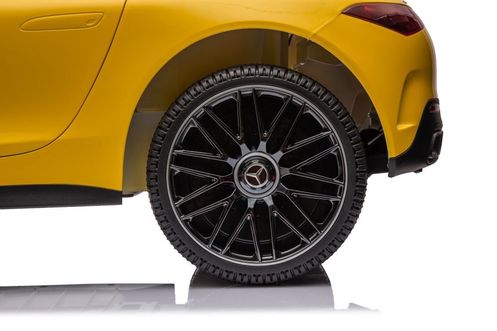 kinderfahrzeug elektro mercedes dk sl63 gelb lackiert